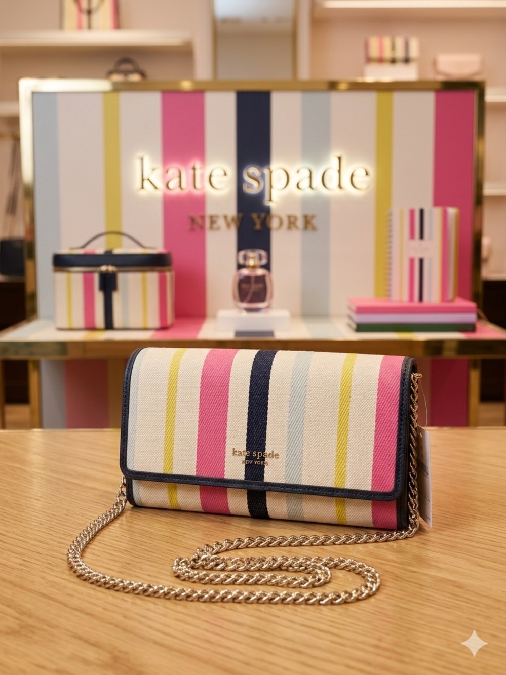 Kate Spade New York Roulette Breezy Stripe Chain Clutch Wallet